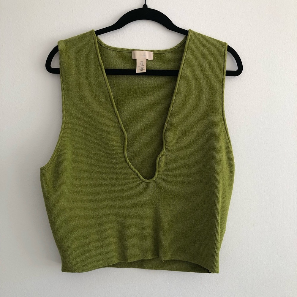 H&M Olive Green Knit V-Neck Tank